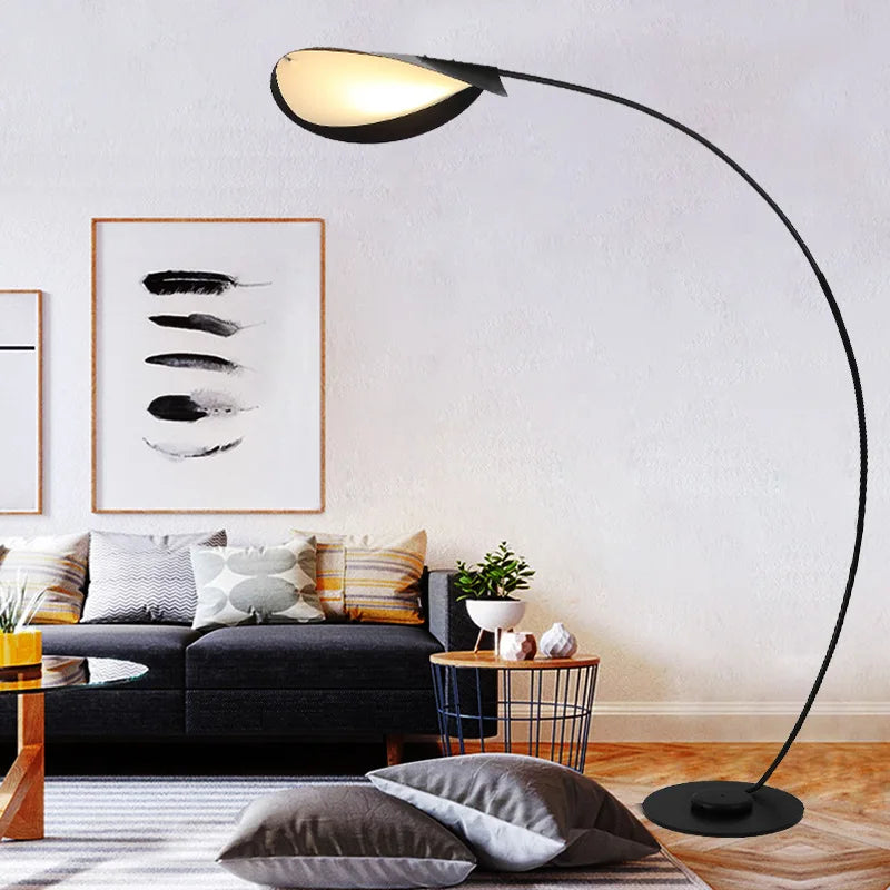 lampe sol moderne led noir arc métal interrupteur bouton haute qualité chambre salon
