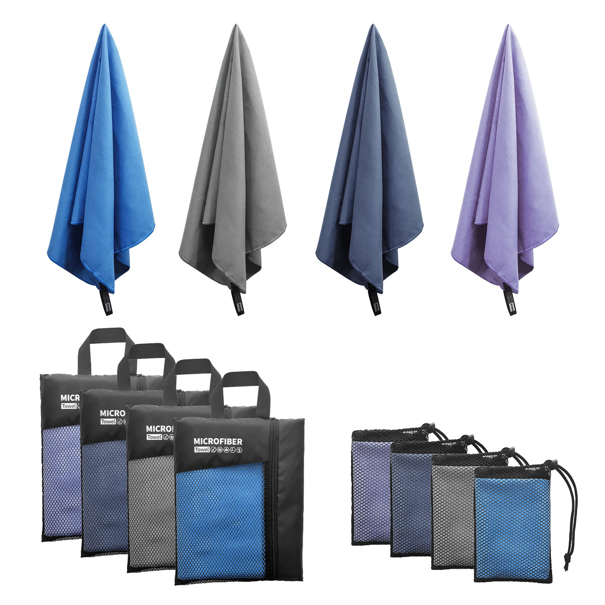 serviette microfibre séchage rapide sport yoga piscine sac rangement maille