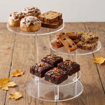 présentoir gâteaux transparent triple niveau cupcakes modernes élégants réutilisable multiple utilisations