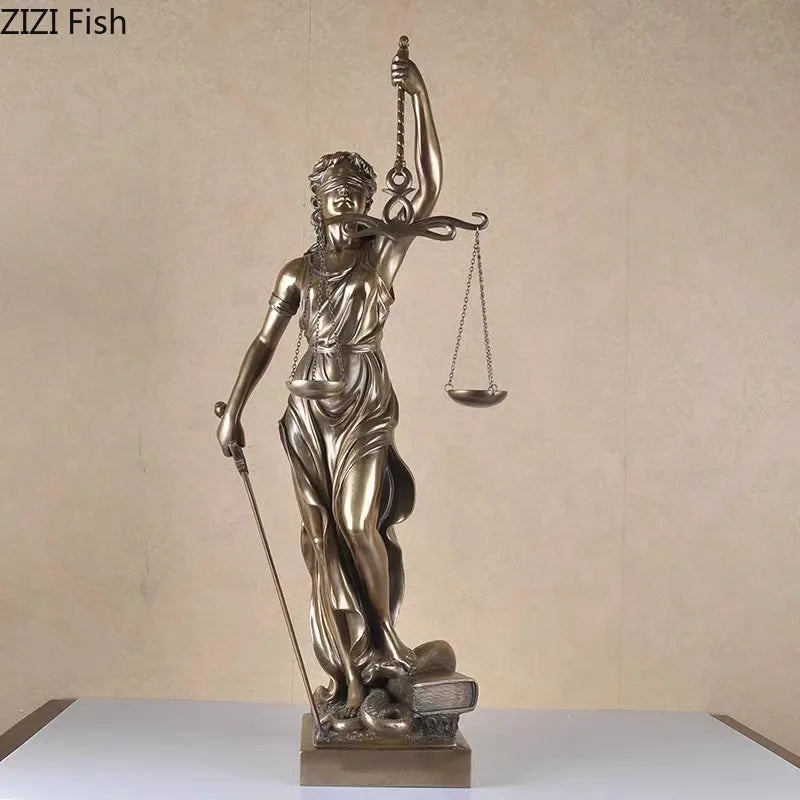 statue justice résine bronze doré décoration classique balance épée livre moderne chambre