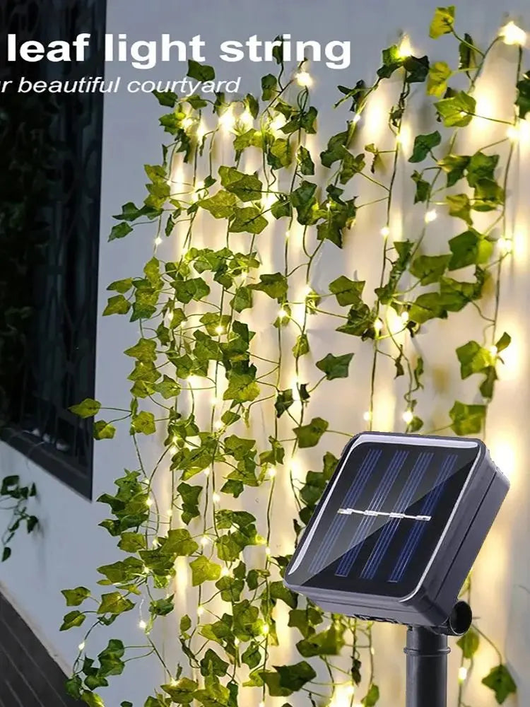 guirlande lumineuse solaire feuilles vertes lierre artificielles moderne extérieure patio jardinées led imperméables