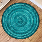 tapis rond vert jaune bleu rayures concentriques moderne salon chambre decoration interieur polyester tissé