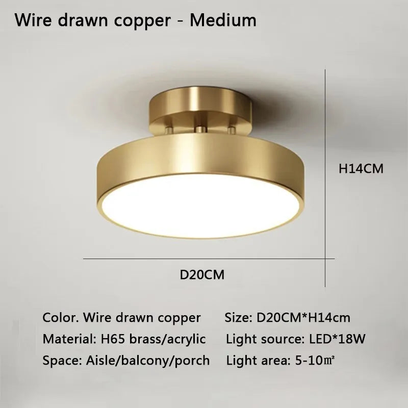 lampe moderne minimaliste or rond lisse montée surface interrupteur tactile 20cm