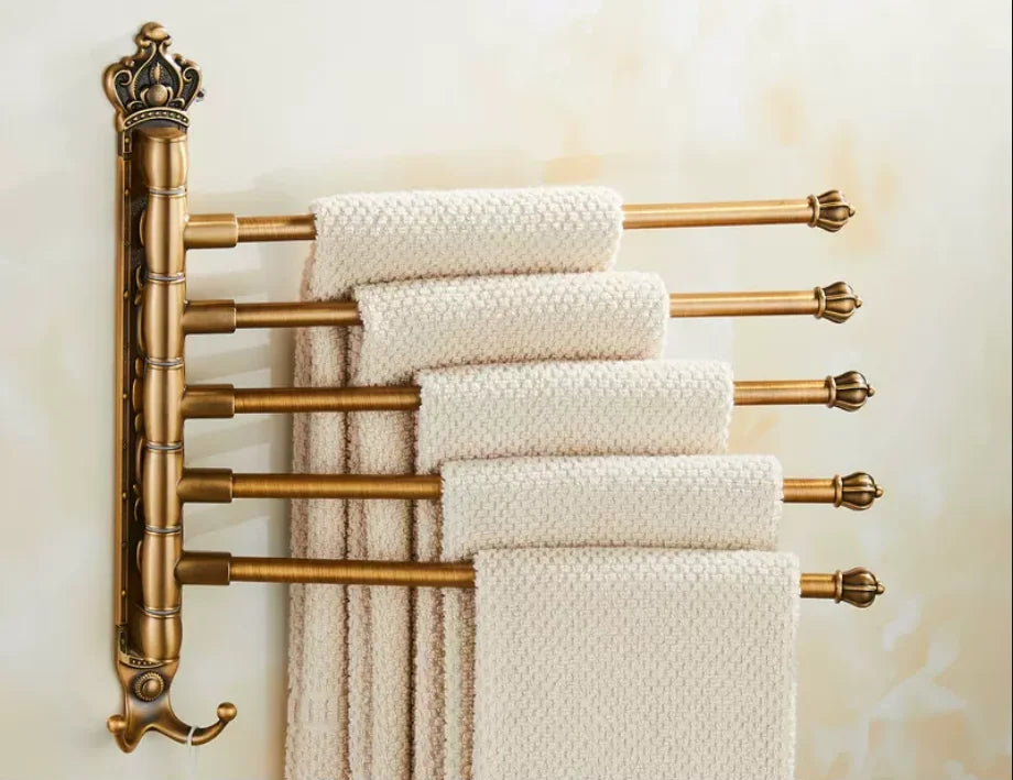 porte serviettes pivotant vintage blanc doré serviettes tissées fixation murale classique trois barres