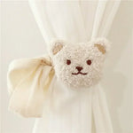 rideau fleuri accessoire fenêtre ours coton moderne beige blanc opacité