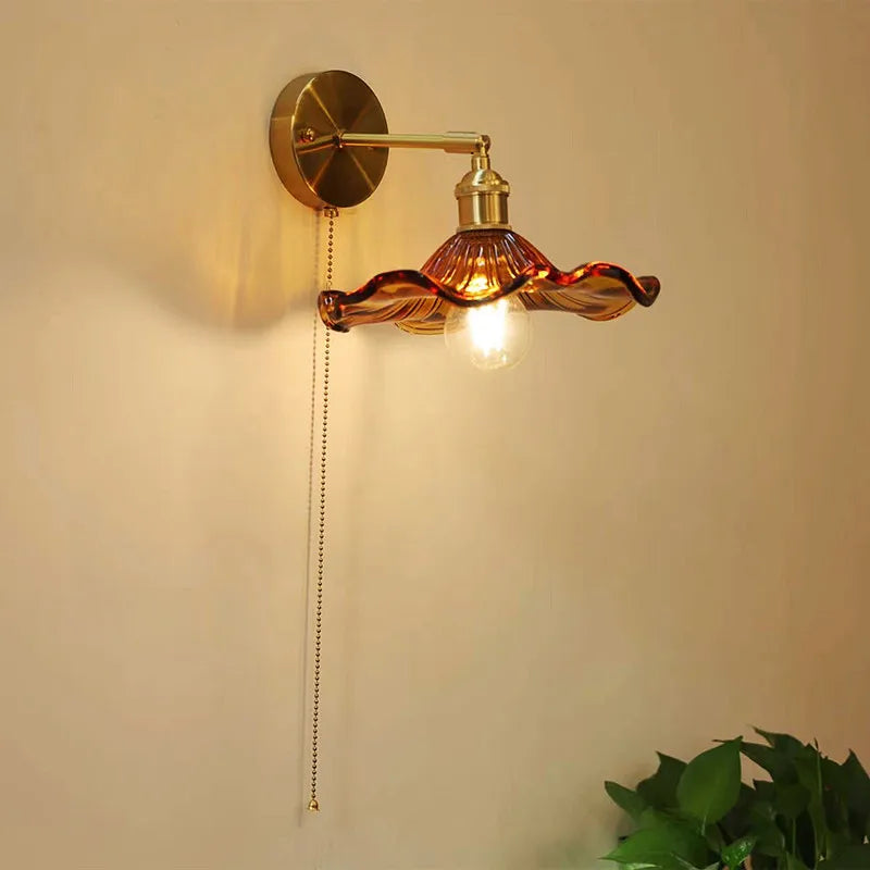 Chaîne de tirage en cuivre de la lampe murale LED