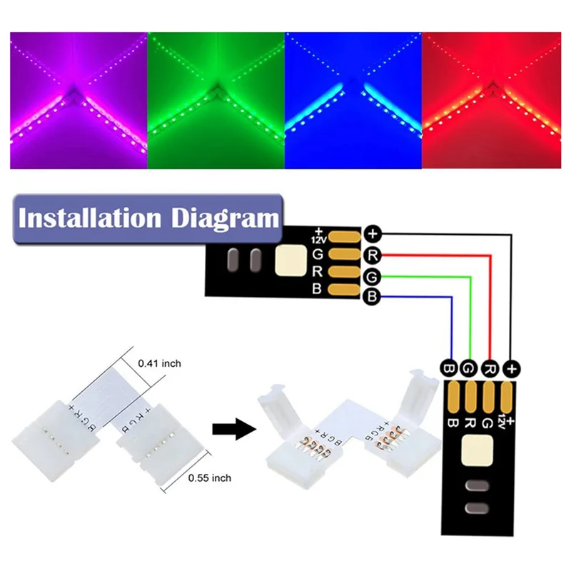 câbles led kit connecteurs blanc noir bleu 24v modernes pratiques 10 câbles 20 connecteurs