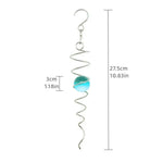 spirale métallique boule verre translucide carillon vent moderne minimaliste crochets métalliques noir bleu vert