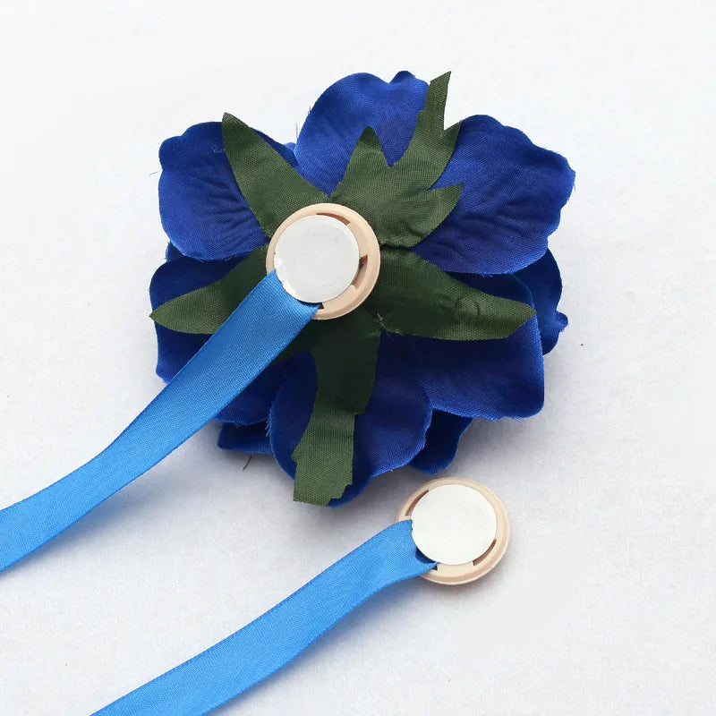 fleur artificielle bleu rose moderne adhésif ruban feuilles décoration murale