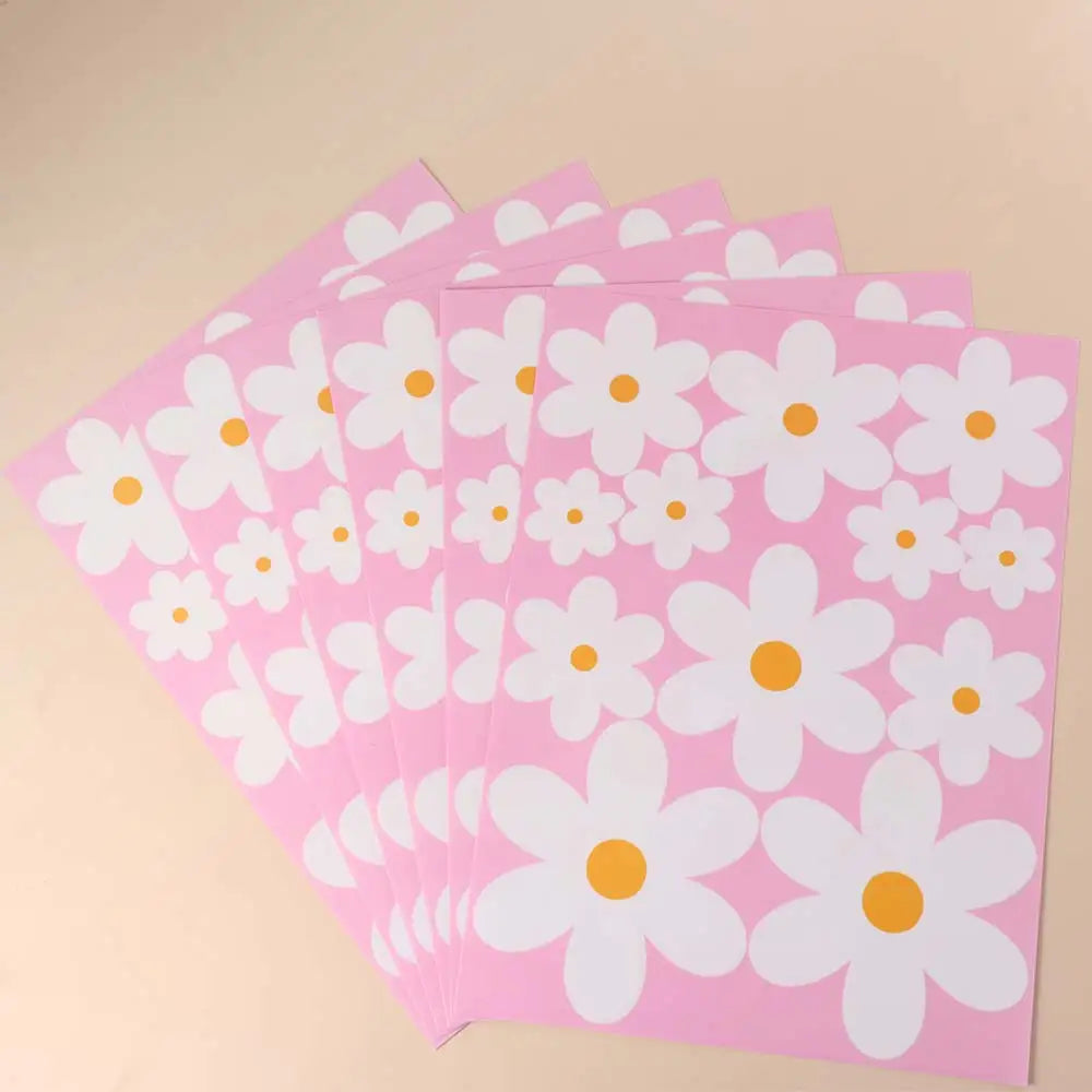 stickers fleurs marguerites rose blanc jaune adhésifs décoration murale imperméable floral mignon 72 pièces