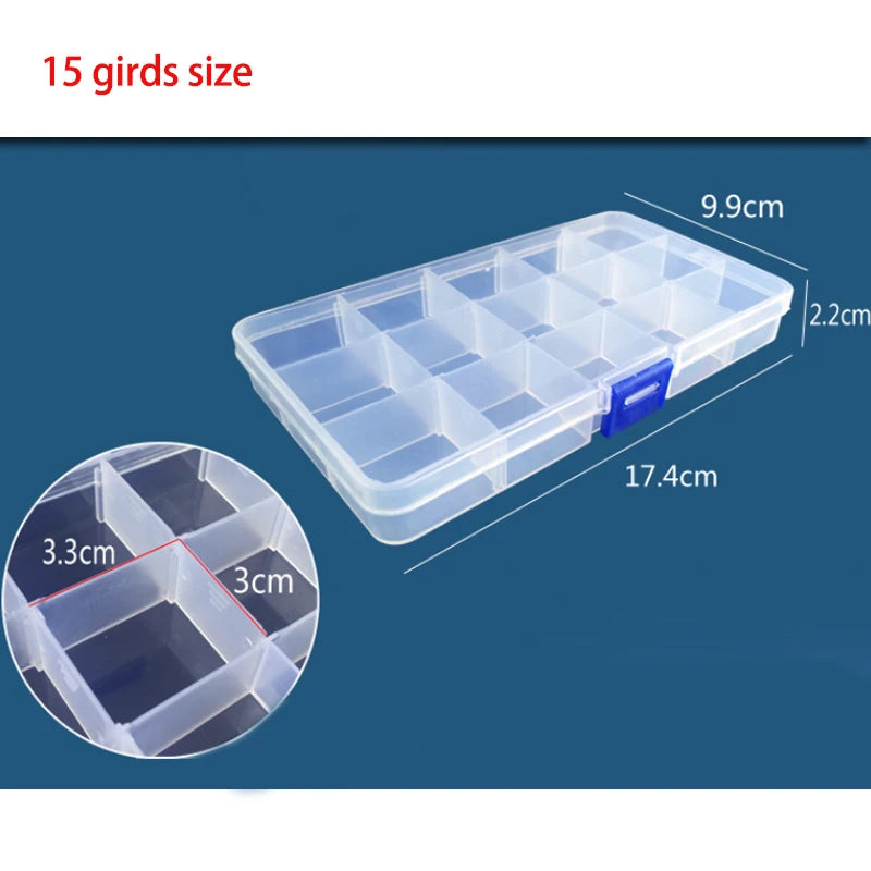 boîte rangement transparente 15 compartiments pratique réutilisable modulaire bijoux articles divers plastique respectueux environnement