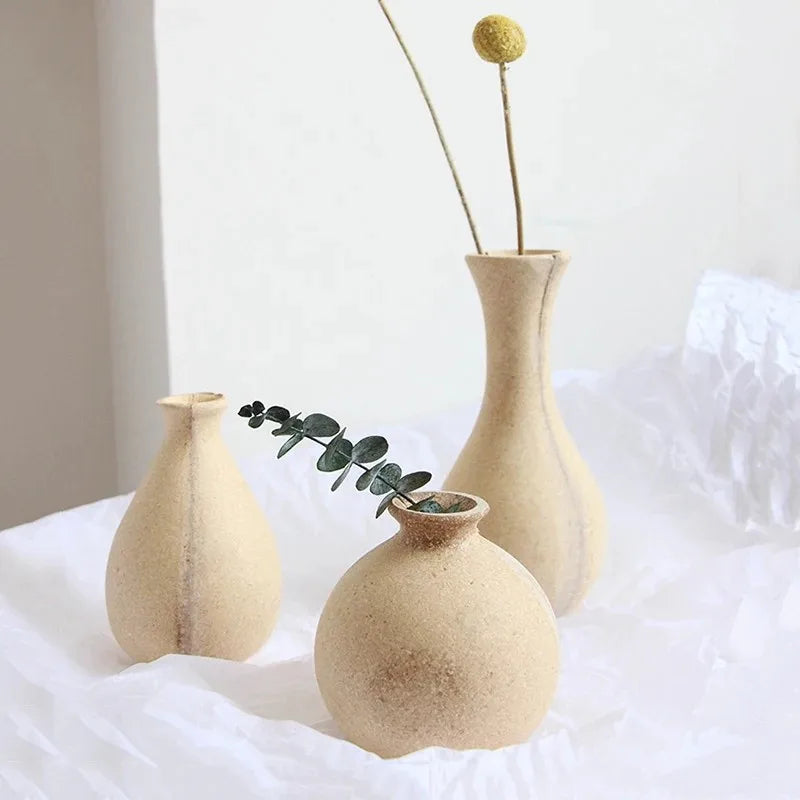 vases bois minimaux textures grunge plateaux assiettes decoratives fleurs artificielles hexagonnels rouleaux