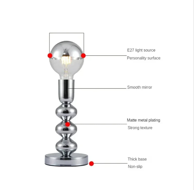 lampe led moderne lampes table argentées ampoules transparentes géométrique futuriste