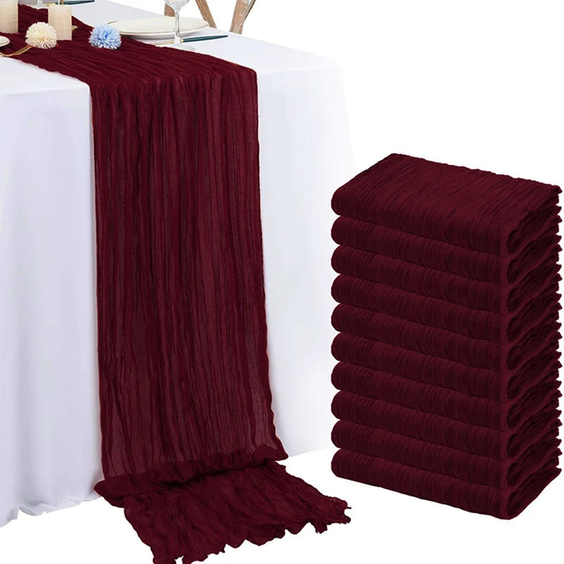 nappes longues décoratives plissées couleurs lilas rose beige semi transparentes romantique table runners