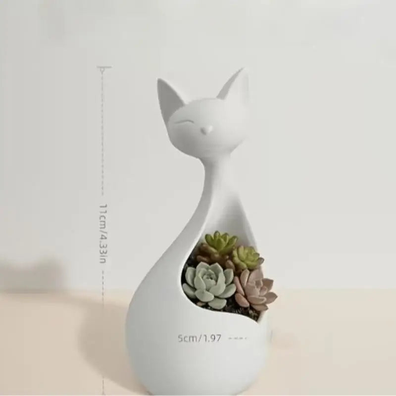 cache plantes forme chat blanc noir moderne minimaliste plante succulente accessoire rangement