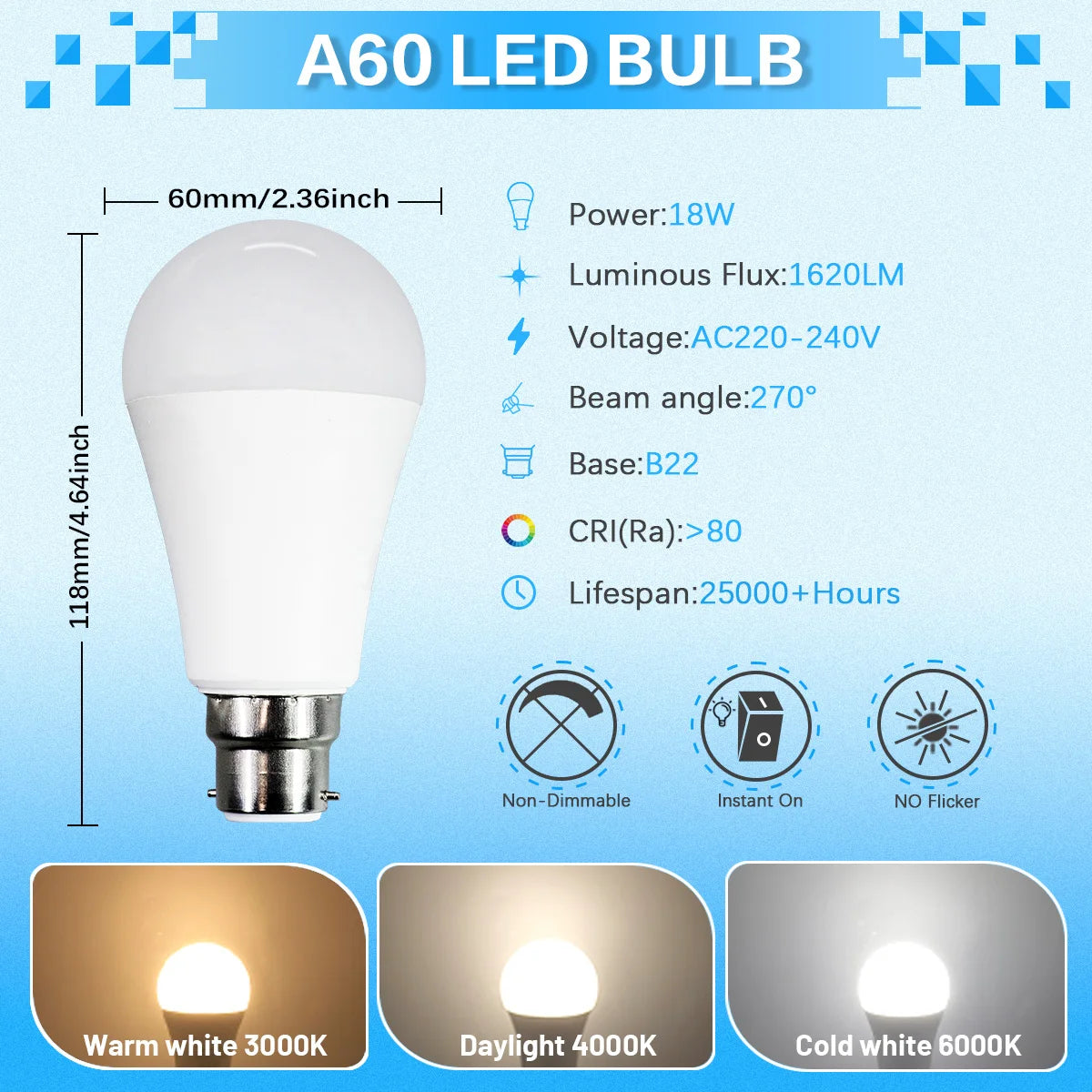 ampoule led boule blanc moderne culot b22 intérieur maison salon lumière jour