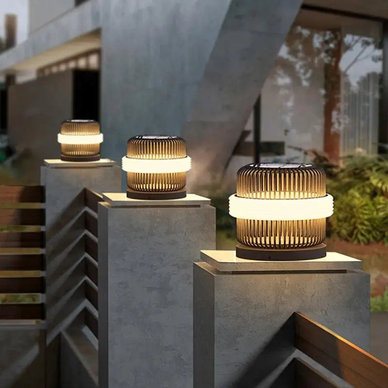 lampe solaire dorée moderne rayures horizontales flux lumineux 249 2000 imperméable base inclusive