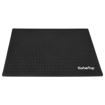 tapis coiffeur antidérapant noir or outils rangement surface texturée professionnel utilitaire