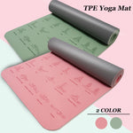 tapis yoga rose gris illustrations postures 6mm moderne opacité cordelette 183x57cm