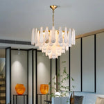 lustre suspension moderne marbre blanc doré luxe salon salle manger chambre élégant