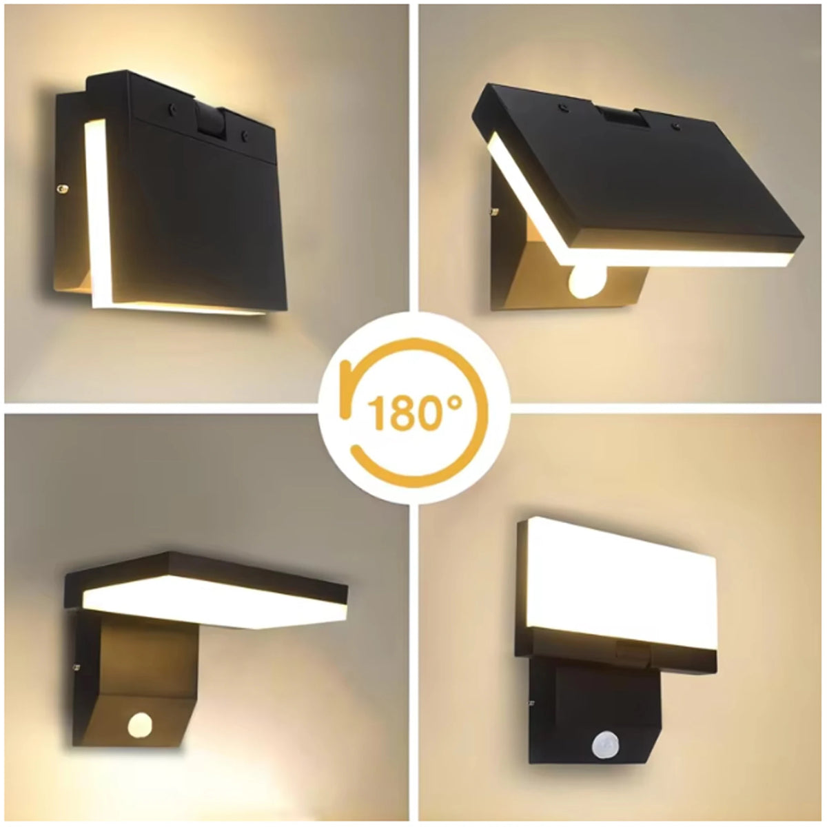 lampe murale détecteur mouvement noir moderne led ip65 étanche 2492000lm 110240v