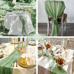 ruban table vert olive crêpe plissé classique élégant imperméable réutilisable mariage fête banquetôtelextérieur 90x180cm
