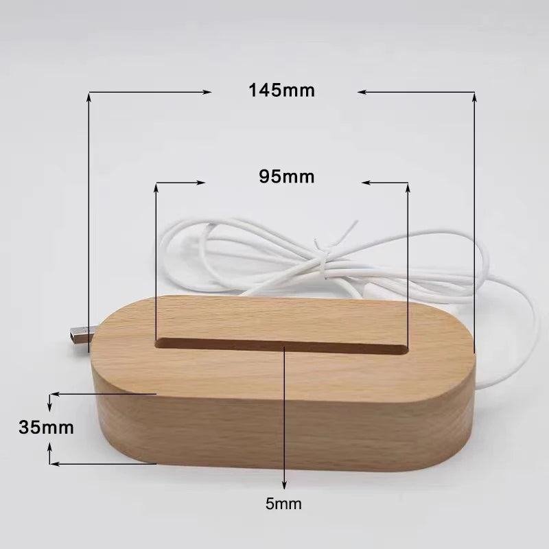 support chargeur led alimenté usb piles aaa bois naturel minimaliste câble charge bouton d'alimentation