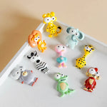 aimants frigo animaux stylisés cartoon éléphant girafe zèbre singe couleurs vives 30 40mm collection