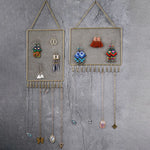 porte bijoux mural or maille fine moderne fixé chaîne boucles d'oreilles bracelets colliers