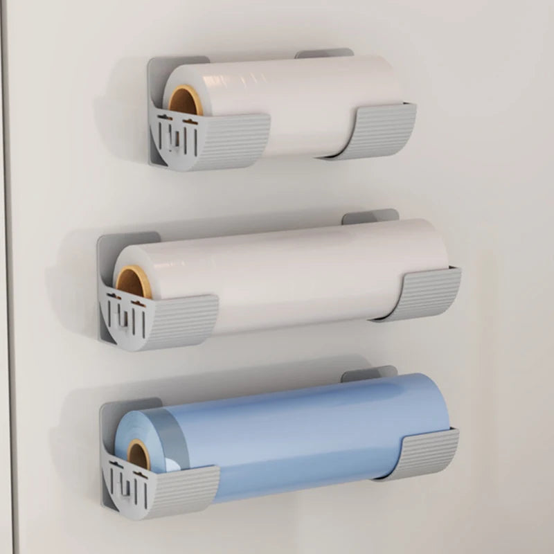 supports rangement mural adhésifs blanc gris moderne film plastique sacs poubelles cuisine