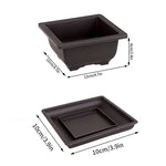 pot bonsaï rectangulaire noir moderne décor miniature maison pagode herbe artificielle
