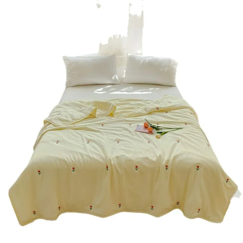 couverture coton fleur bébé lit doux jaune rouge verte simple chambre été rafraîchissante