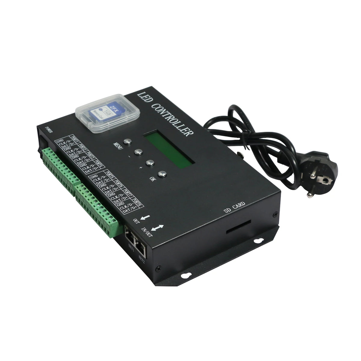 contrôleur led rgb ports noir industrielle carte sd câble alimentation boutons