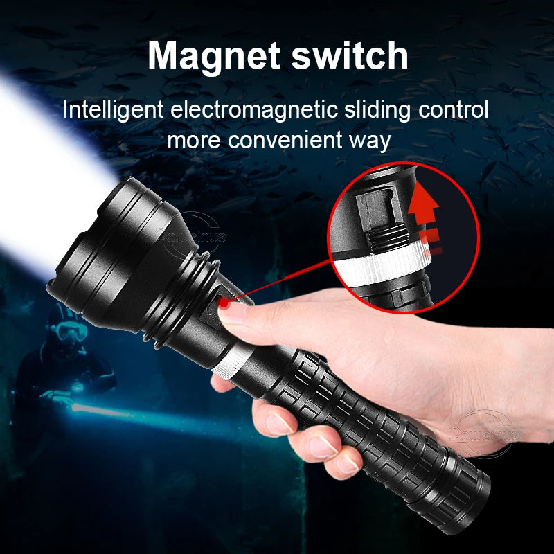 lampe torche noire led rechargeable 500m lumiere intense resistant chocs auto defense camping plongee
