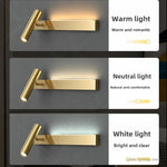 lampe murale moderne or bras articulé barre lumineuse horizontale led chambre coucher salle manger