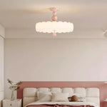 lampe suspendue rose clair nuage texture minimaliste vis fixation base abatjour ampoule led chambre