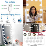 miroir maquillage lumière led blanc moderne interrupteur tactile câble usb 10 ampoules sphères