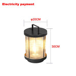 lanterne moderne noire rayures dorées extérieure ip65 led waterproof jardin