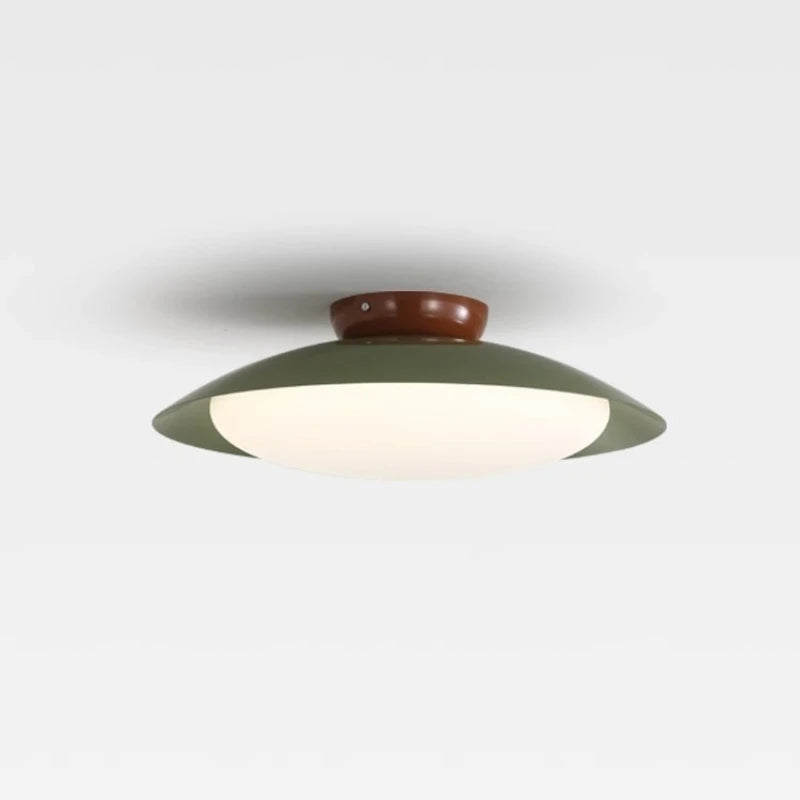 luminaire led moderne vert olive marron blanc crème minimaliste opaque fixé base métal éclairage