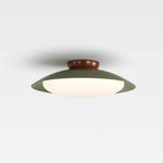luminaire led moderne vert olive marron blanc crème minimaliste opaque fixé base métal éclairage