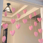 rideau décoration chambre rose clair coeurs forme cœur doux moderne fil blanc fixations transparent