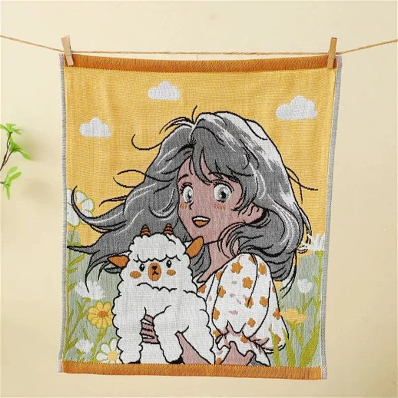 tapisserie coton biologique forêt animaux motifs colorés clips bois moderne artiste