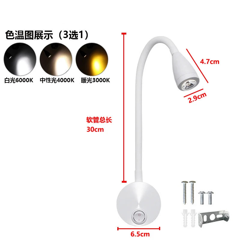 lampe murale led bras articulé tête orientable moderne minimaliste noir blanc argenté doré chambre