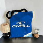 sac toile o'nell bleu blanc vague stylisée réutilisable moderne casual
