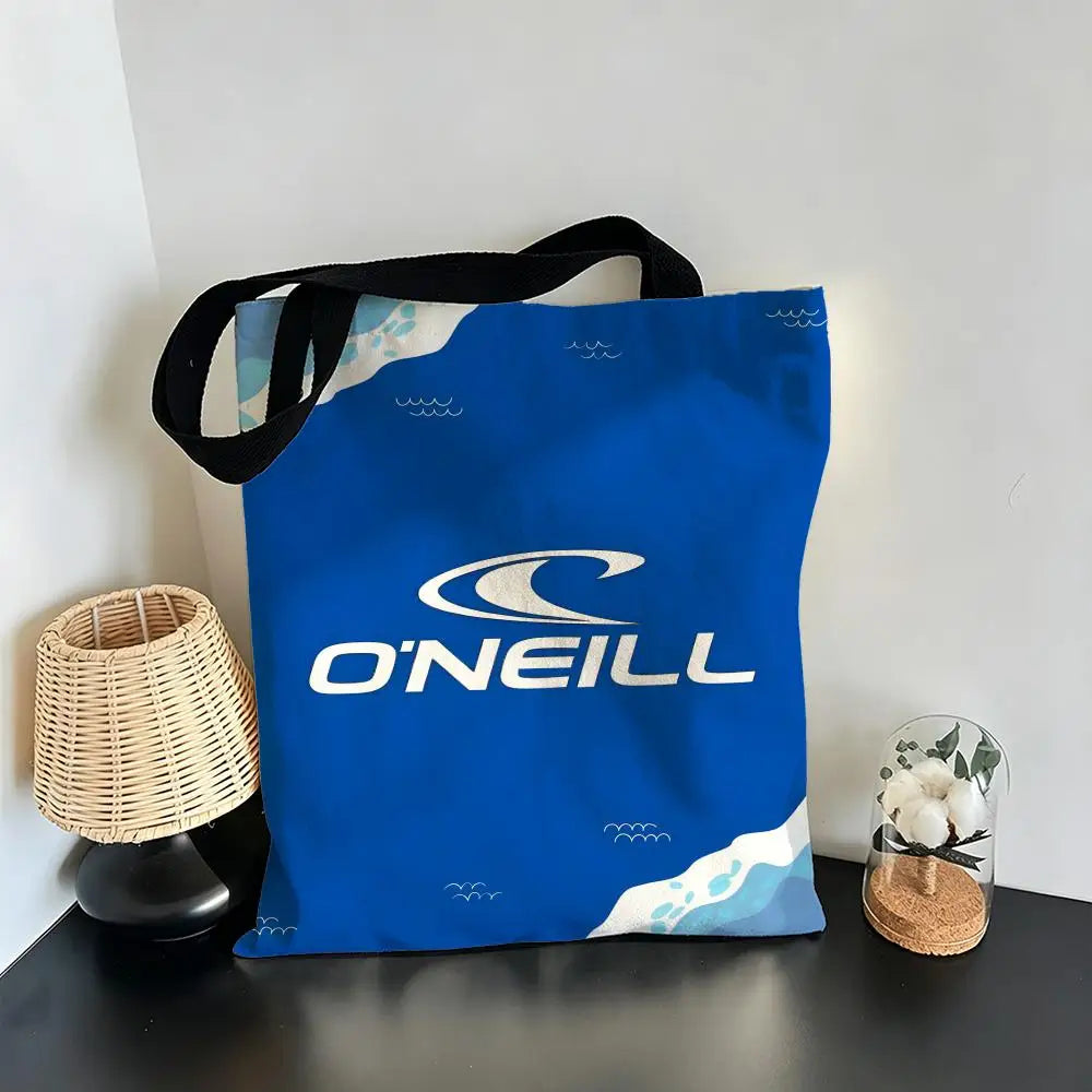 sac toile o'nell bleu blanc vague stylisée réutilisable moderne casual