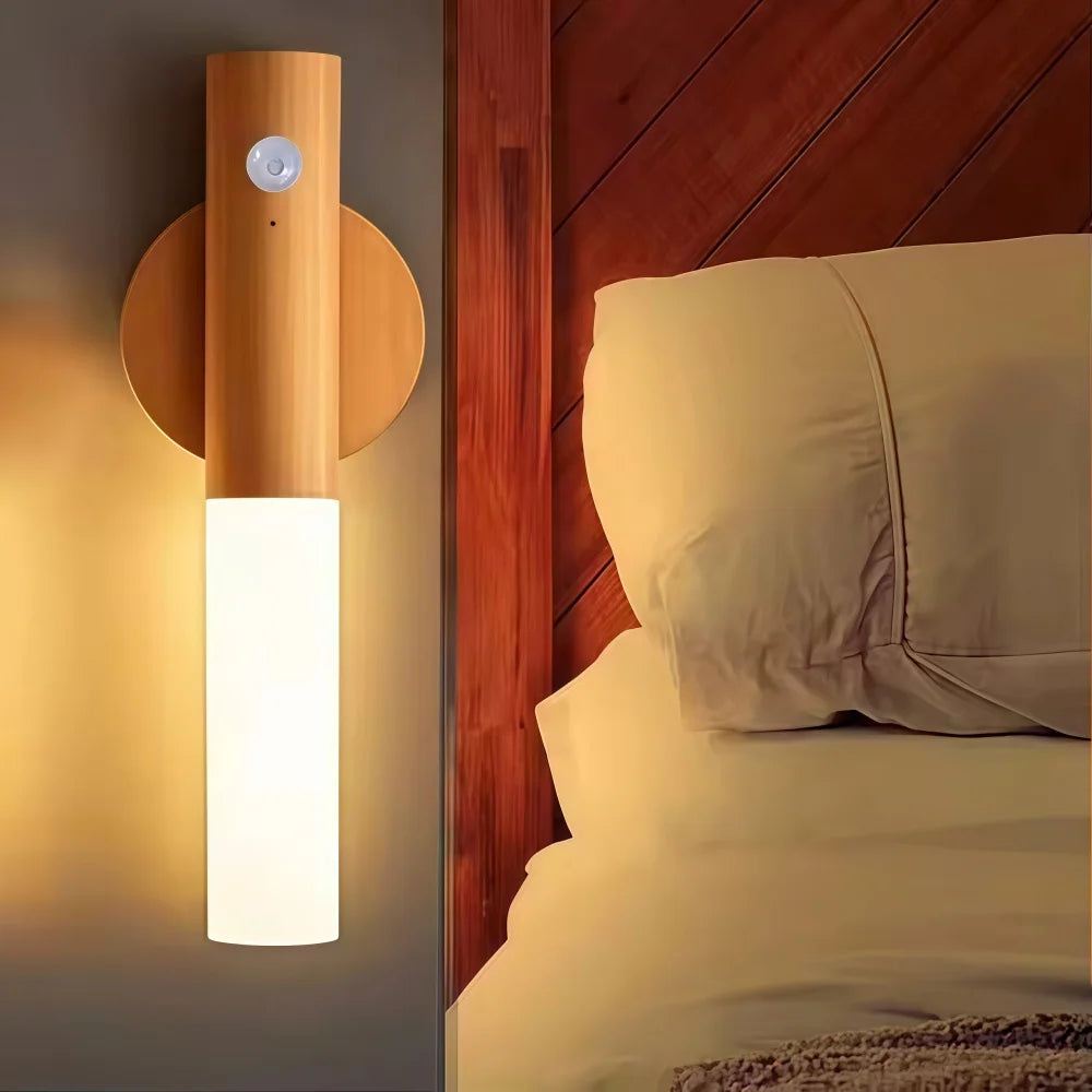 veilleuse led motion sensor lampe murale moderne blanc noir bois clair chambre entrée étude