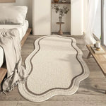 tapis beige clair doux moelleux moderne antidérapant chambre salon 100x150cm