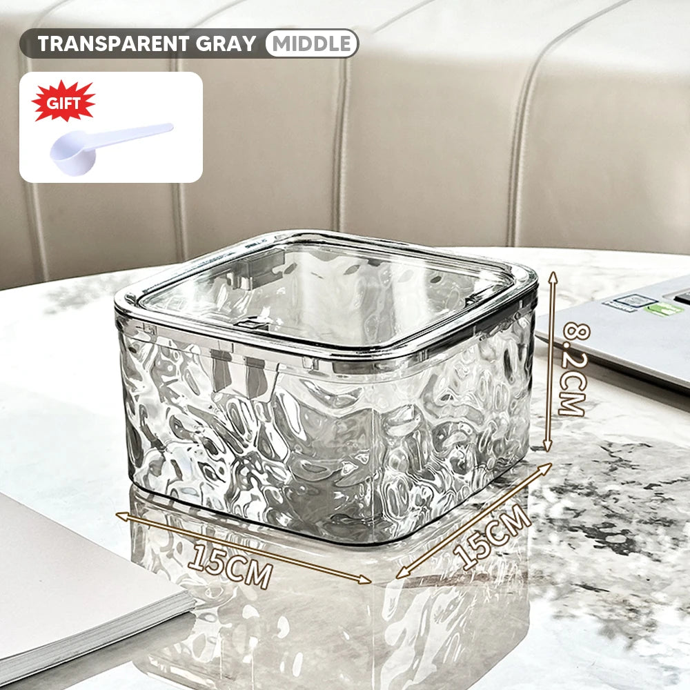 boîte rangement transparente moderne pliable respectueuse environnement serviettes produits nettoyage hygiénique poignéeversible