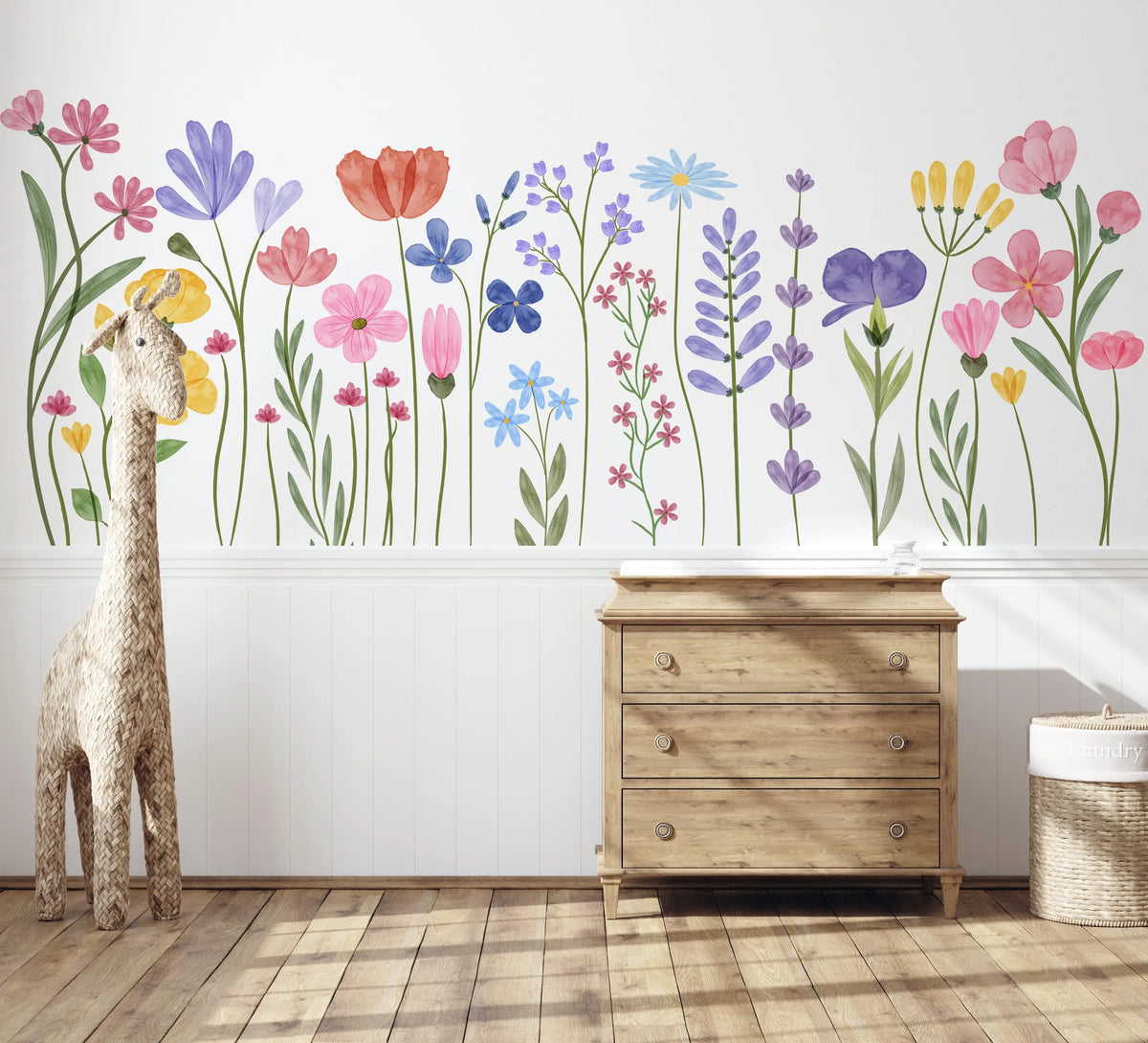 sticker mural fleurs feuilles multicolore adhésif décoration intérieure facile installer resistant enfants chambre moderne