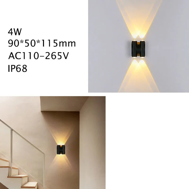 éclairage extérieur moderne applique murale led aluminium noir ip68 hydrofuge 110240vextérieur jardin villa veranda